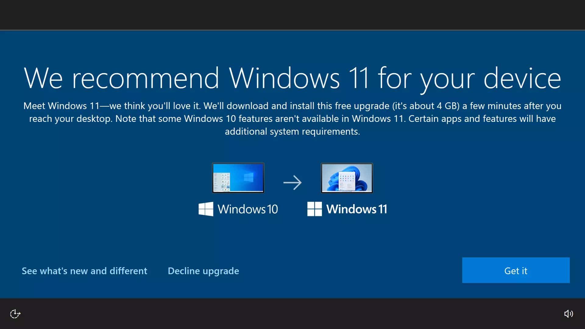Уведомление на обновление Windows 10 на Windows 11