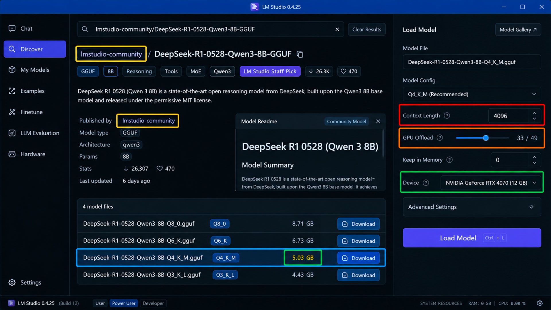 снимок экрана LM Studio 0.4.25