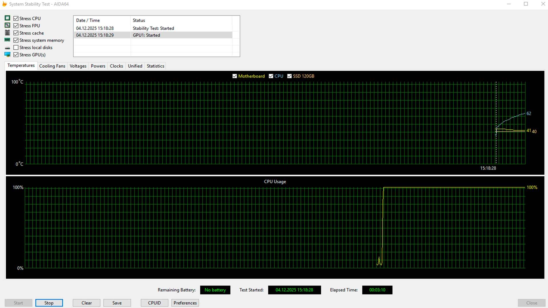 стресс-тест AIDA64 Extreme