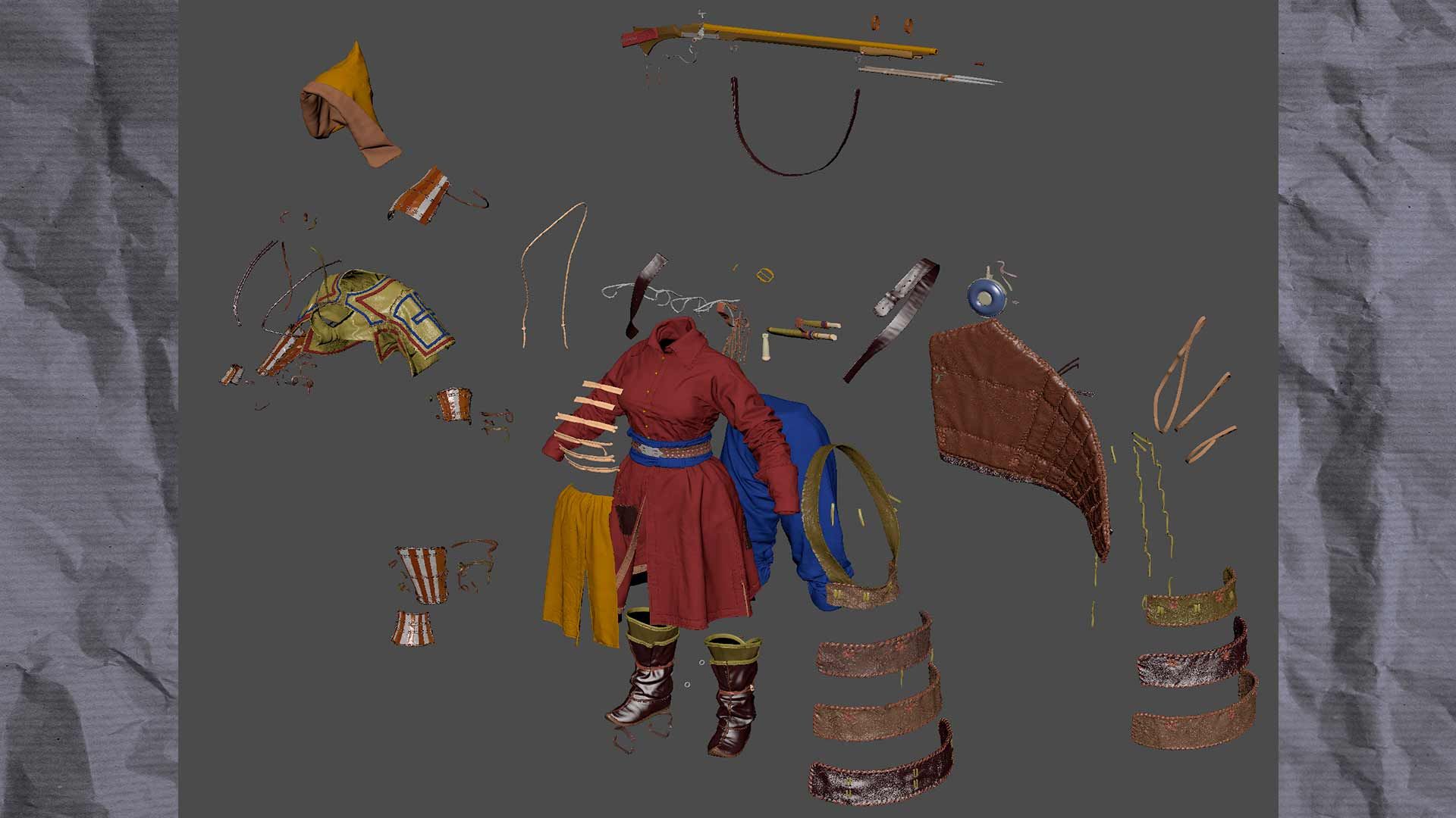 Элементы находятся на расстоянии и окрашены разными цветами