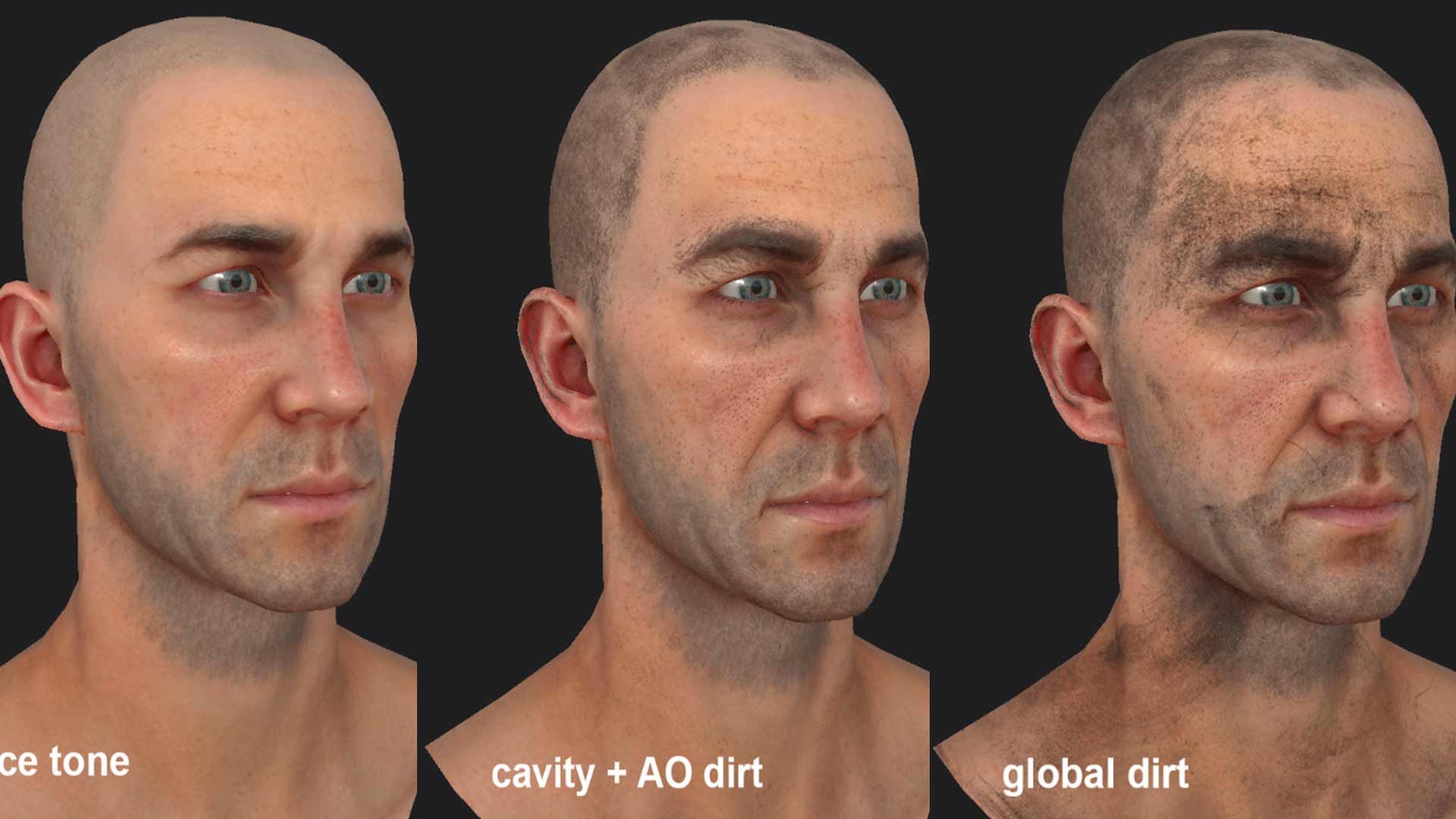 Примеры слоёв в текстуре головы