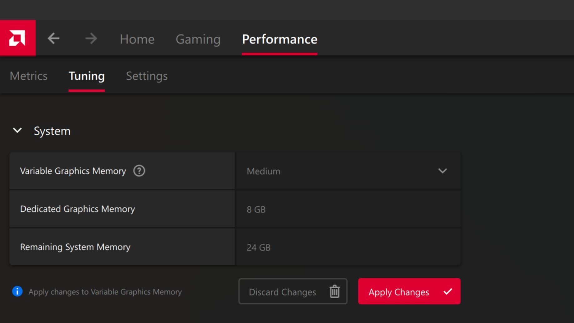 Variable Graphics Memory