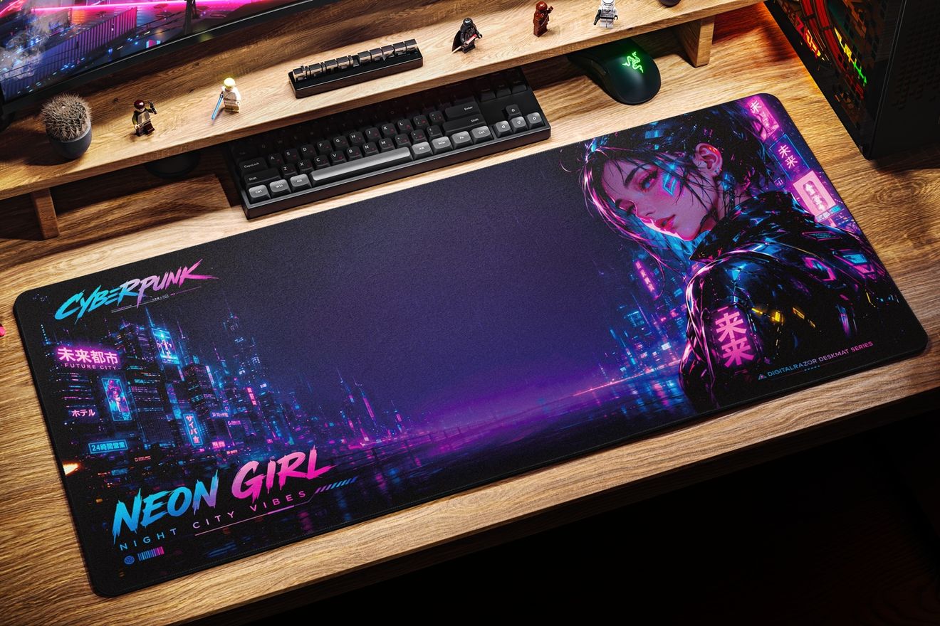 Коврик для мыши DigitalRazor DigitalRazor Neon Girl Cyberpunk 90х40см, фото №3