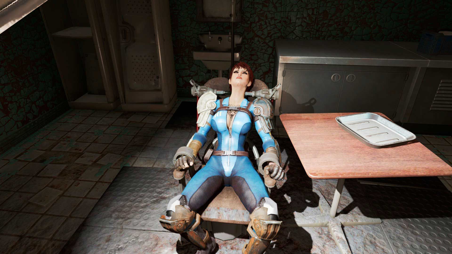 Скриншот из Fallout 4 с персонажем сидящем на кресле