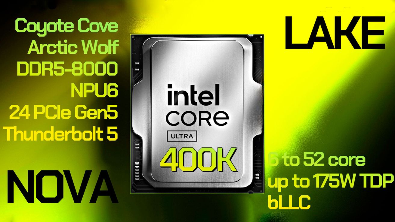 Слиты характеристики чипов Intel Core Ultra 400 (Nova Lake-S)