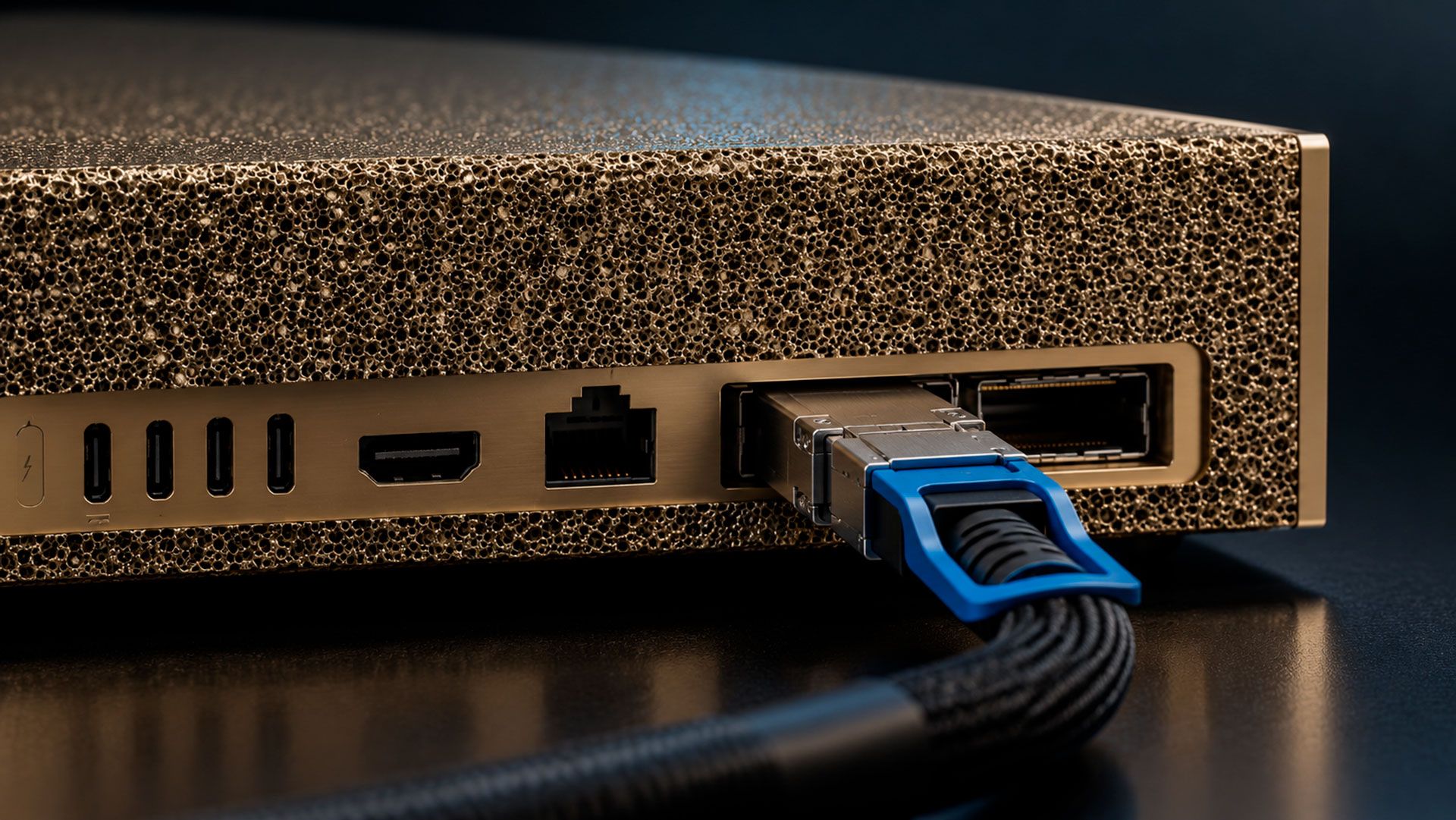 крупный план QSFP-кабеля