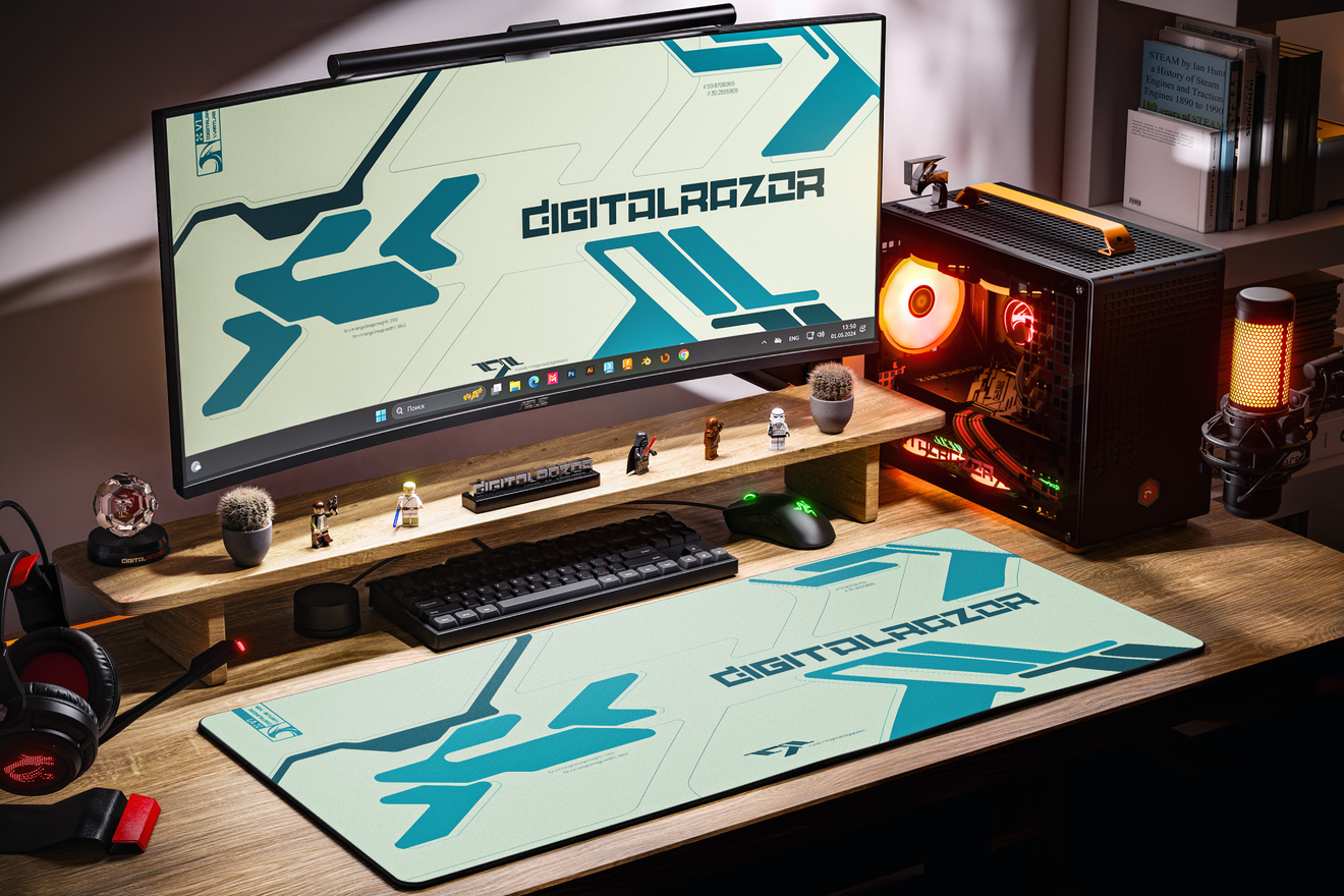 Коврик для мыши DigitalRazor Branded White Blue 90x40см, фото №4