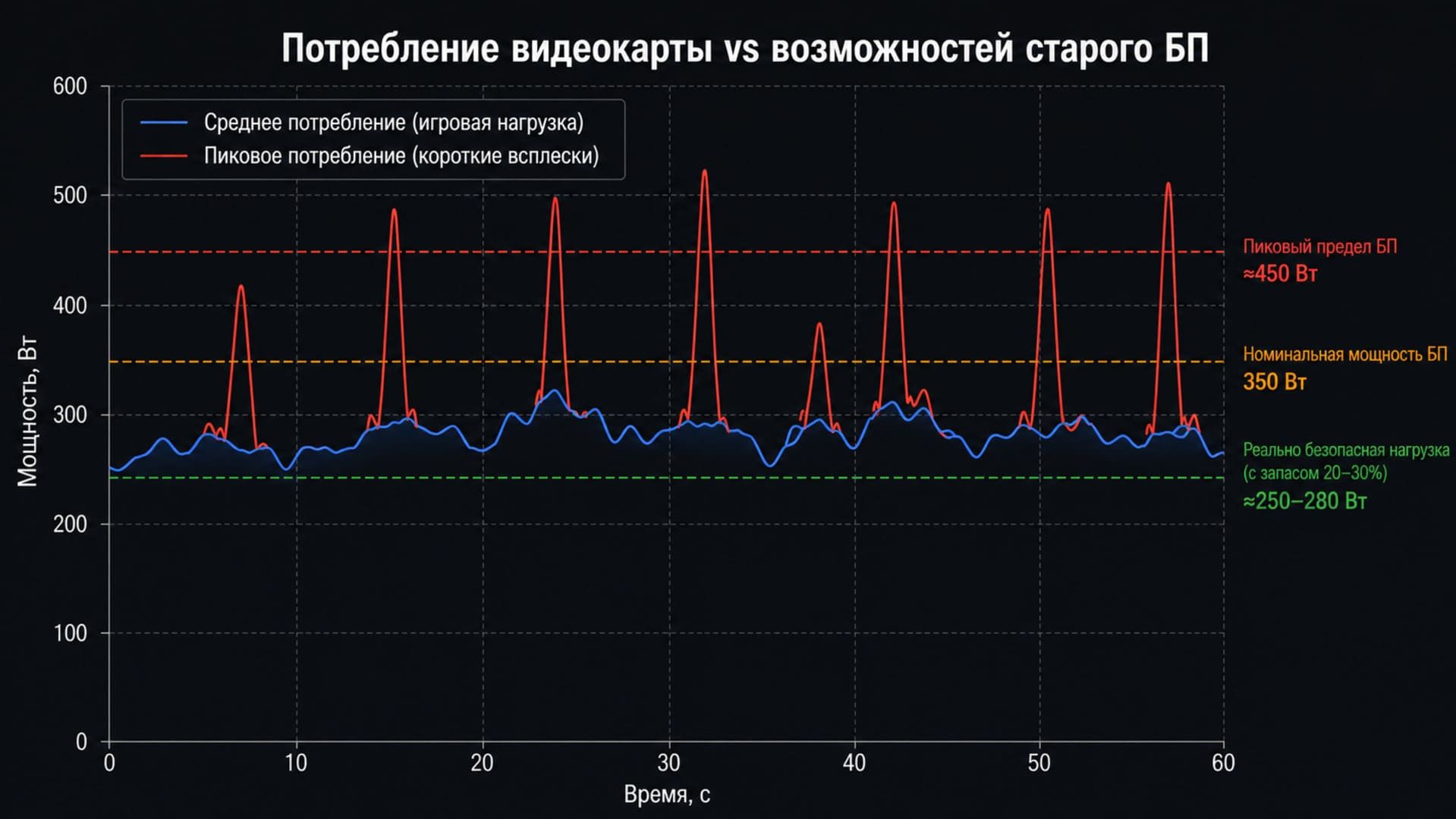 Блок питания, кабели и электросеть
