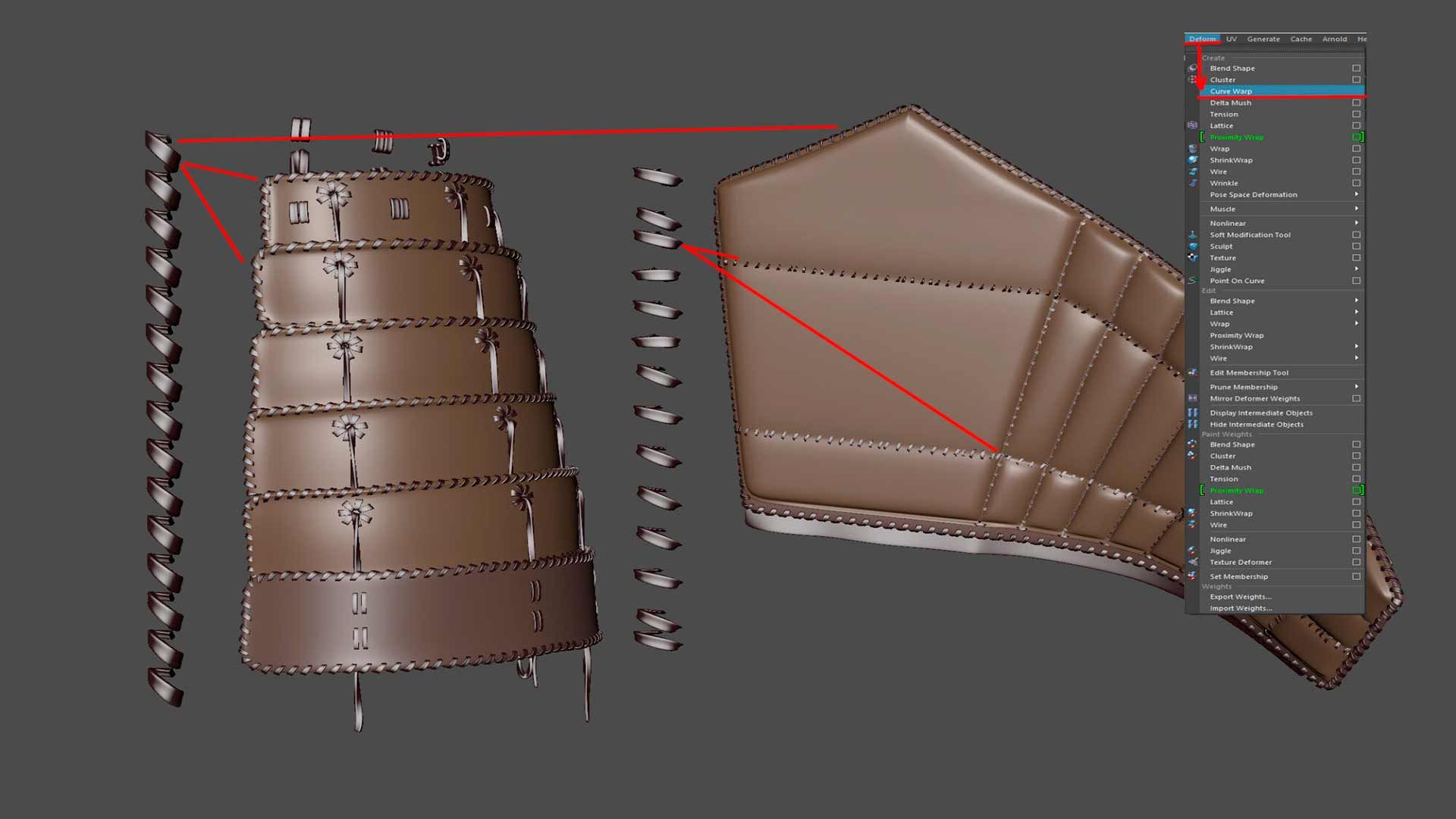 Работа со стежками в Maya