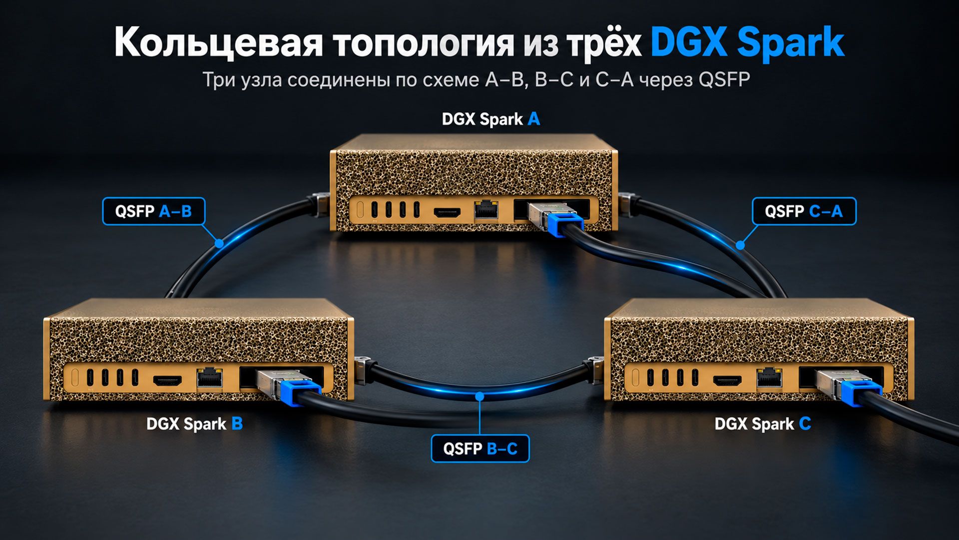 кольцевая топология из трёх DGX Spark