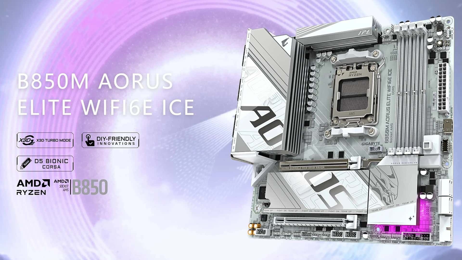 GIGABYTE B850M AORUS ELITE WIFI6E ICE