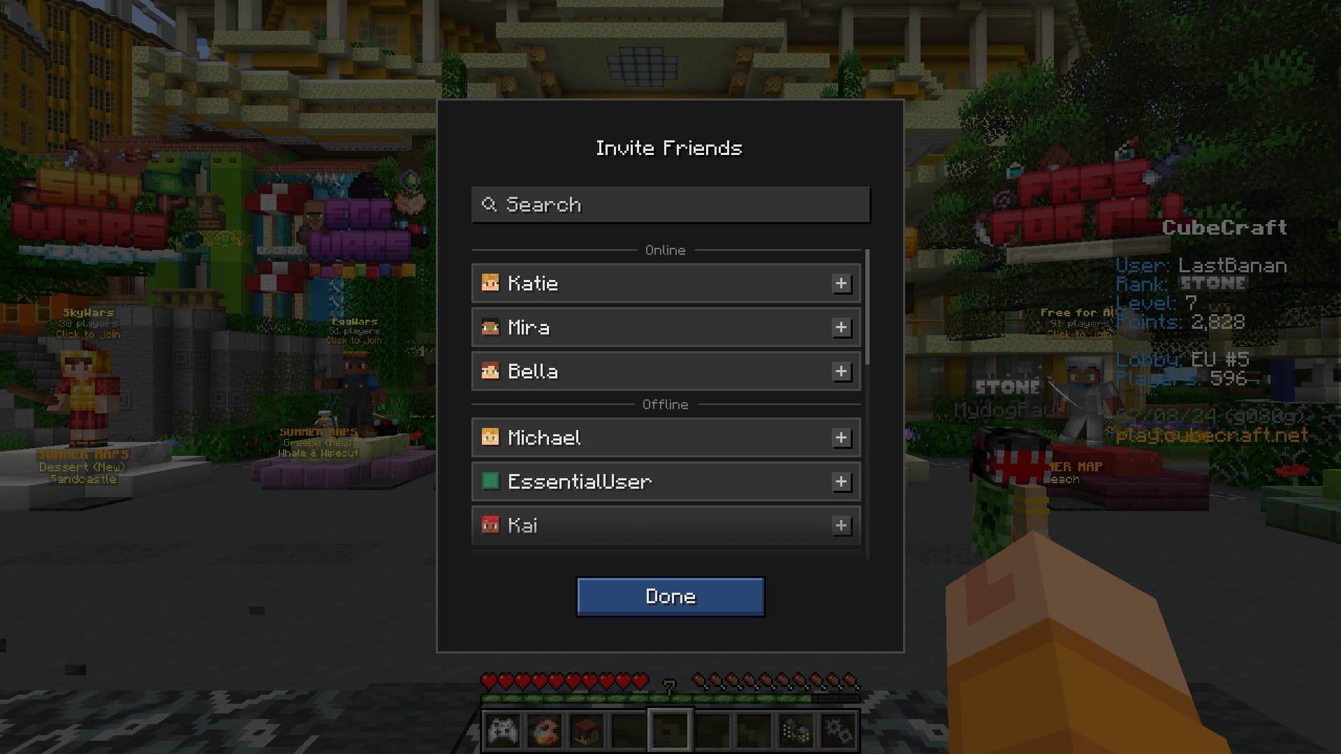 Minecraft Essential Friend Invite