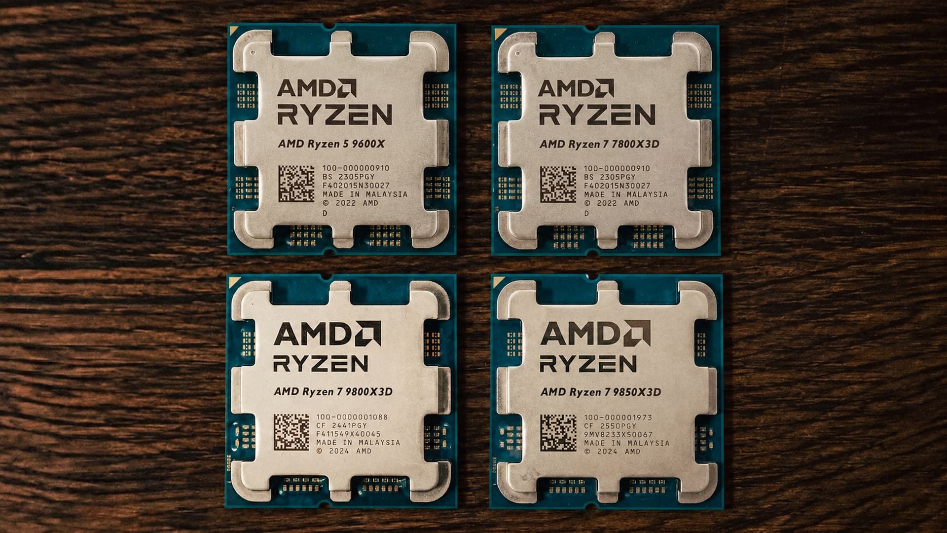 AMD Ryzen 5 9600X, R7 7800X3D, R7 9800X3D, R7 9850X3D