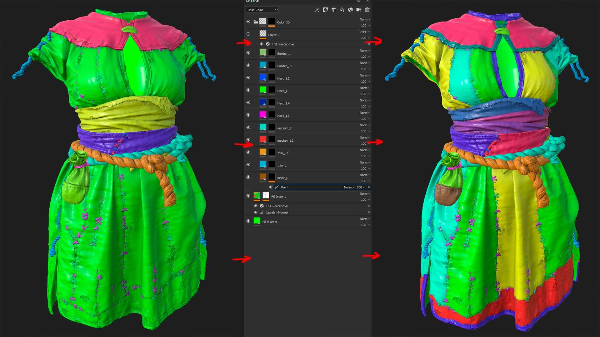 C помощью идентификаторов художник делит одежду на сегменты