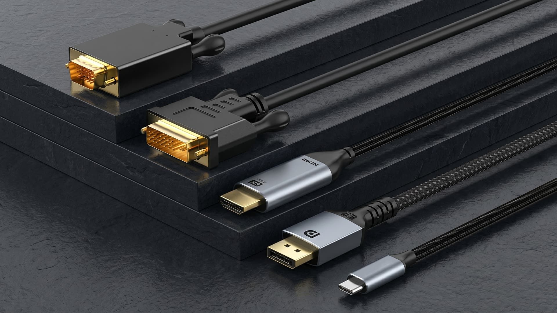 DVI, VGA, HDMI, DisplaPort, USB-C