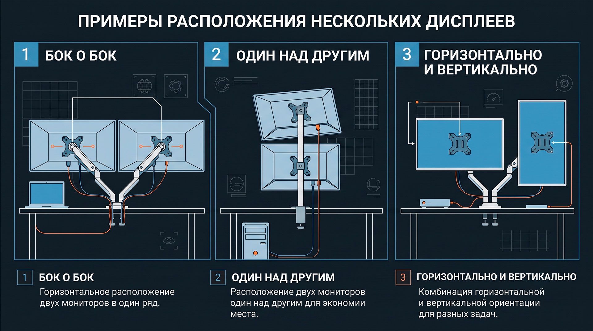 Типы расположения мониторов