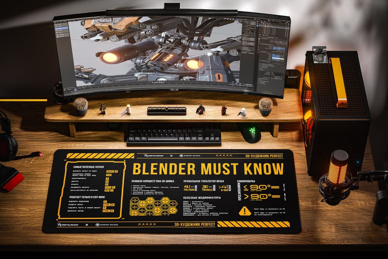 Коврик для мыши DigitalRazor DigitalRazor X Smirnov School Blender Must Know 90х40см, фото №2