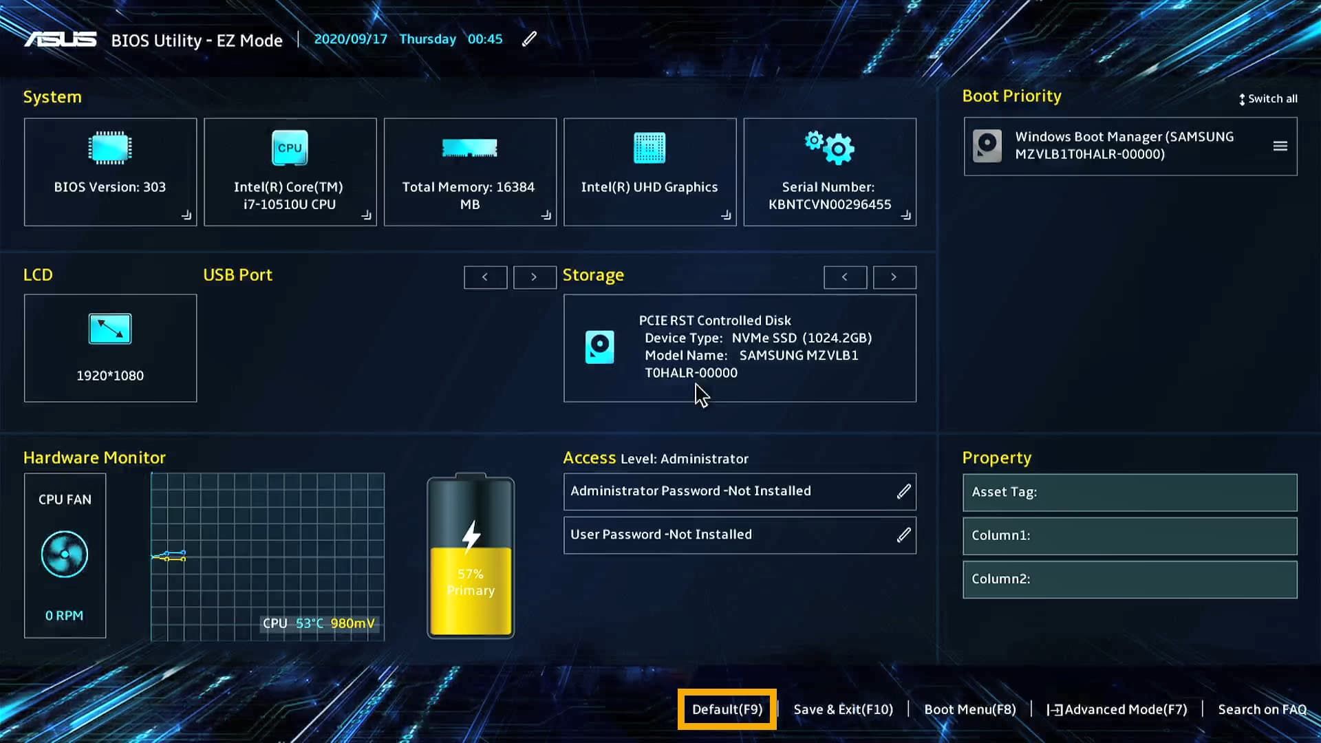 Load Optimized Defaults Asus