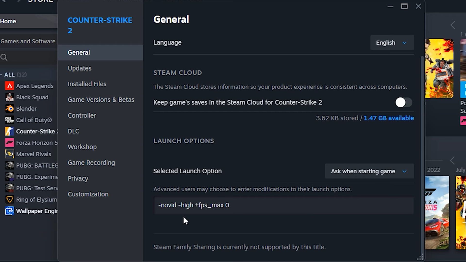 Параметры запуска CS2