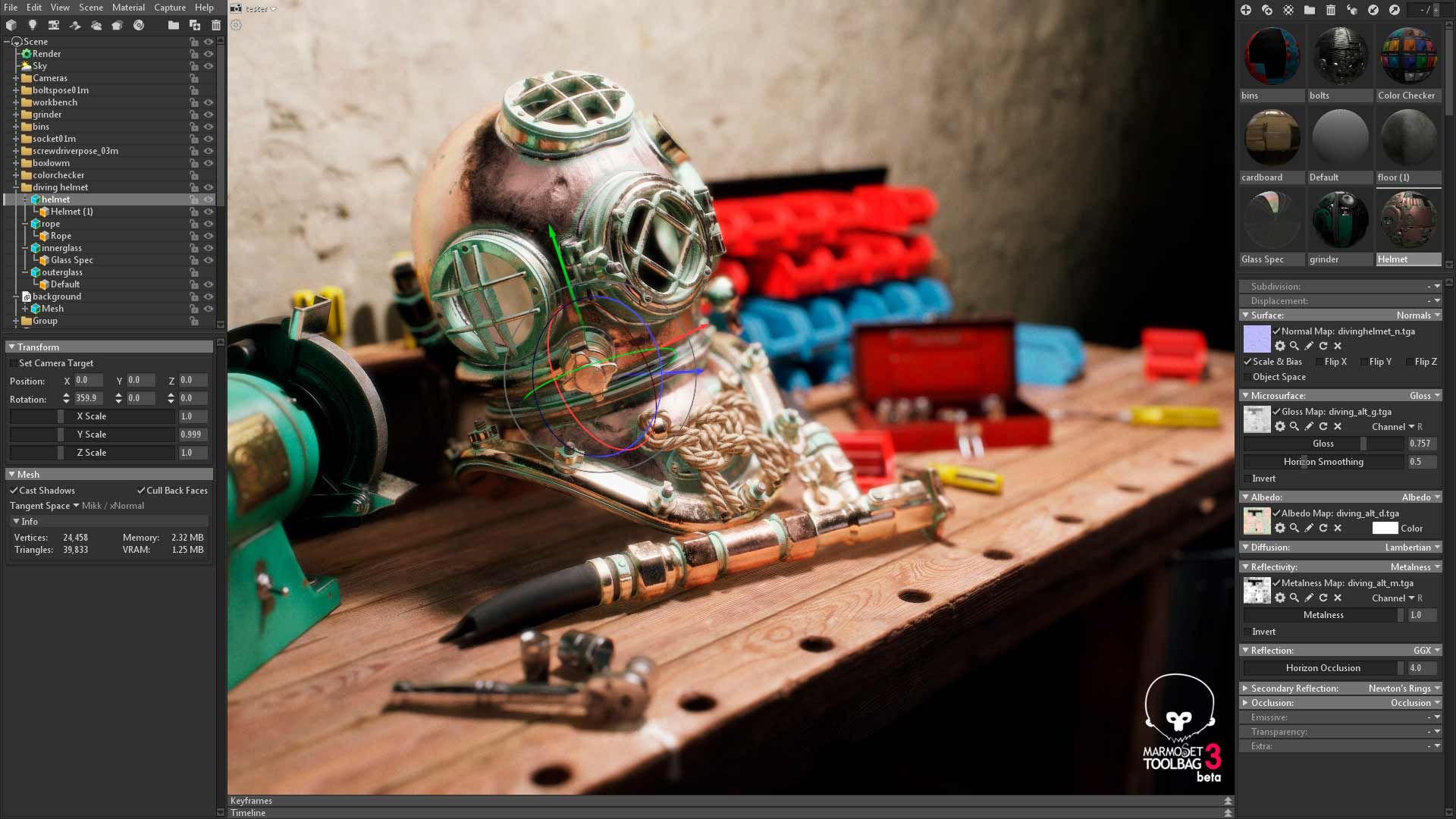 Интерфейс Marmoset Toolbag