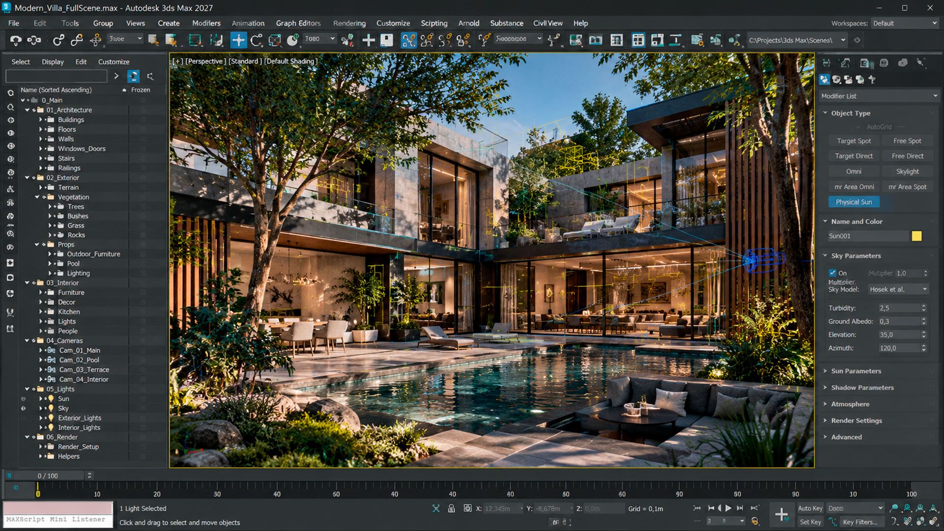 Сложная сцена 3ds Max