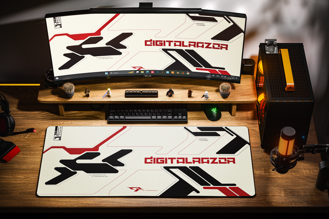 Коврик для мыши DigitalRazor Branded White Red 90x40см, фото №2