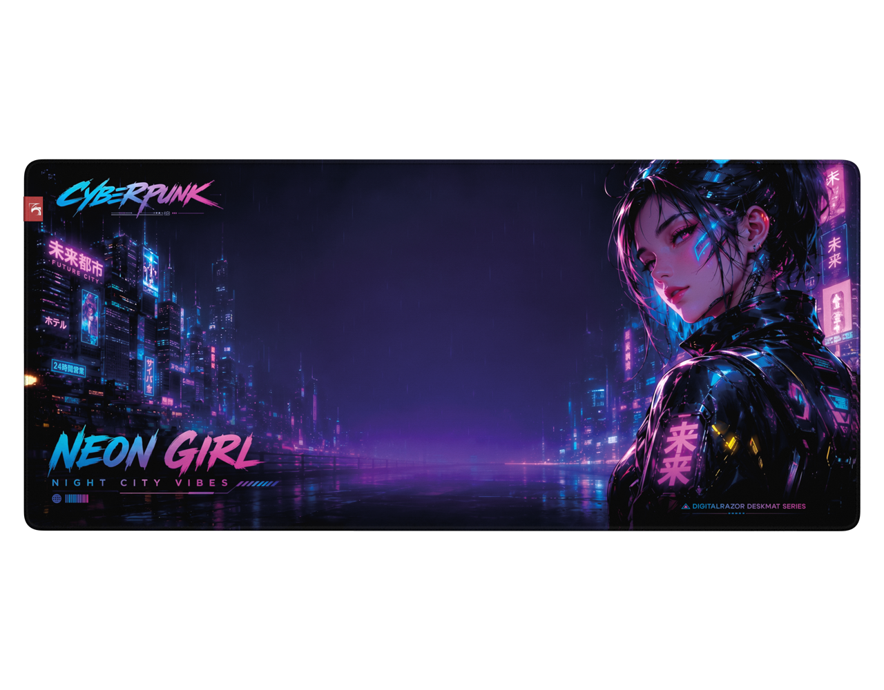 Коврик для мыши DigitalRazor DigitalRazor Neon Girl Cyberpunk 90х40см, фото №5