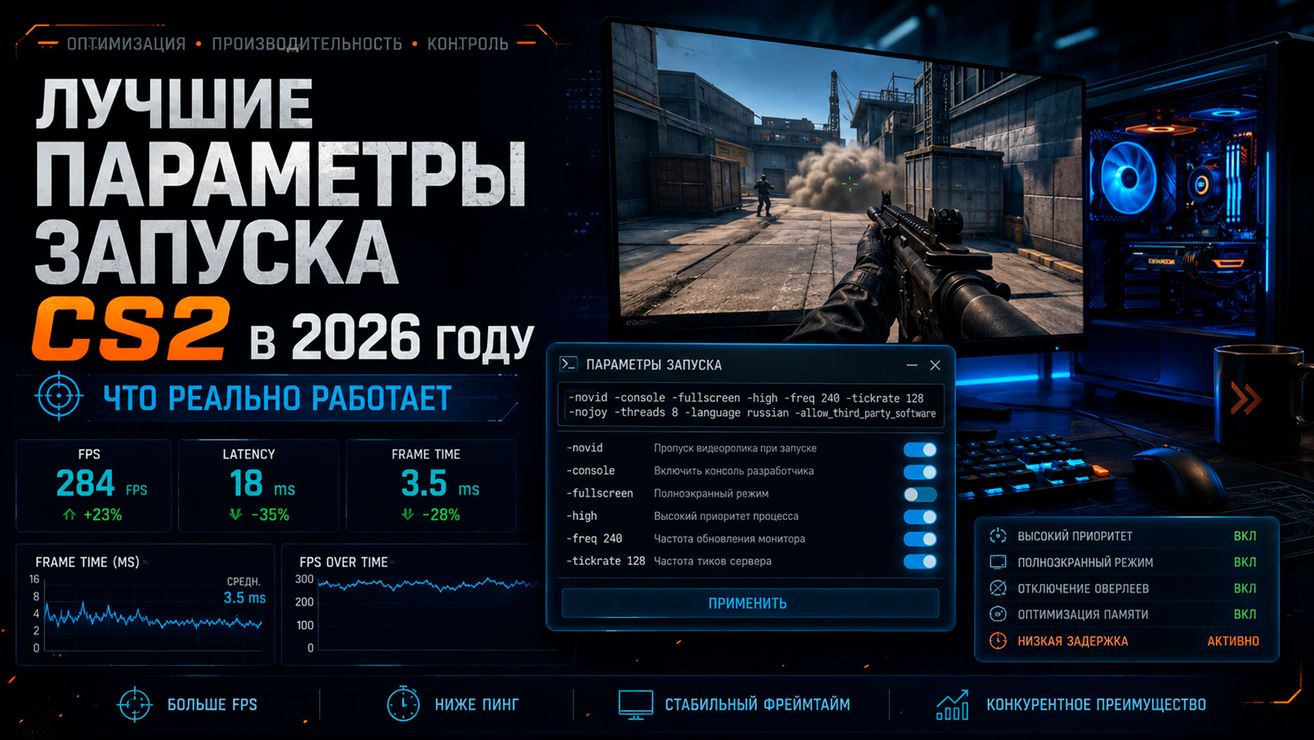 Лучшие параметры запуска CS2 в 2026 году: что реально работает
