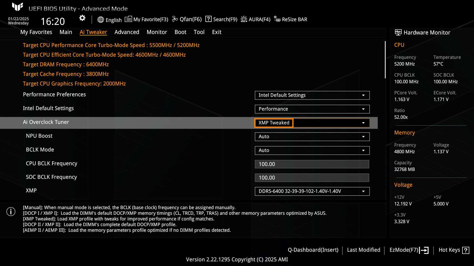 Выбор профиля XMP в BIOS/UEFI
