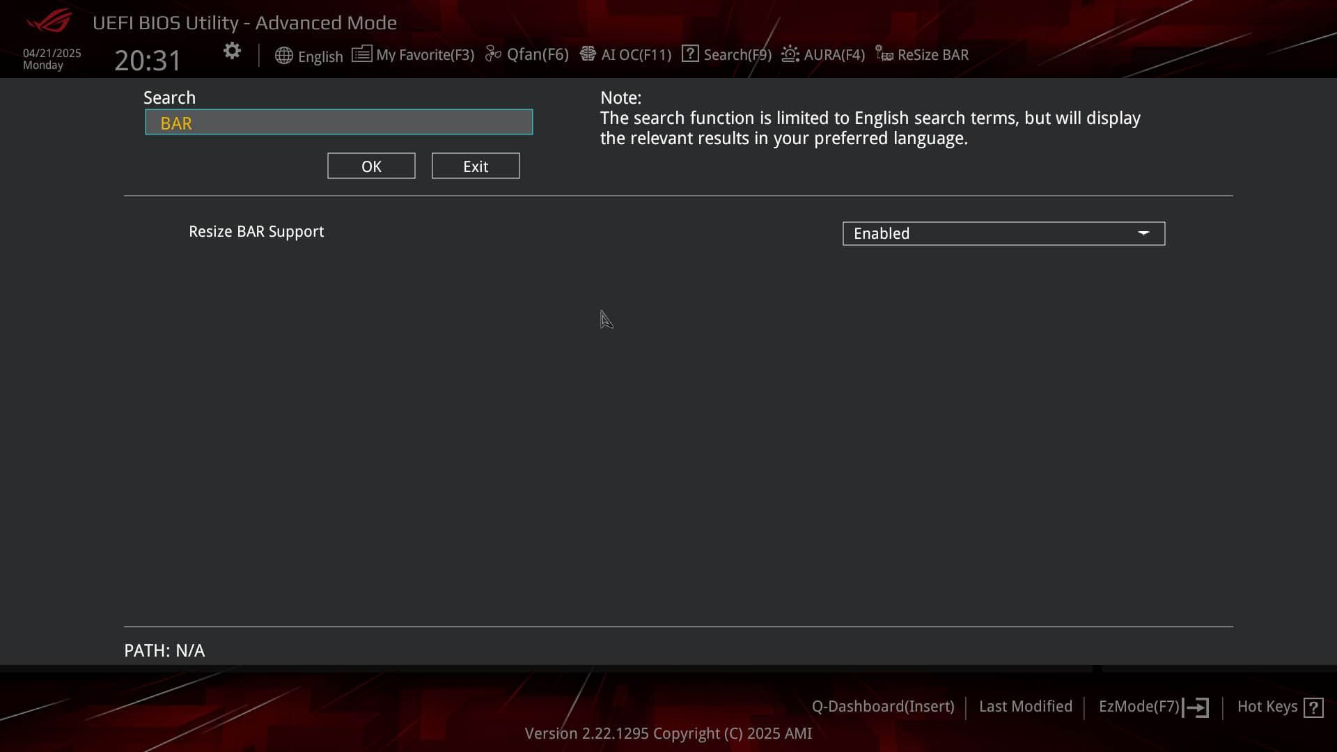 Re-size BAR BIOS