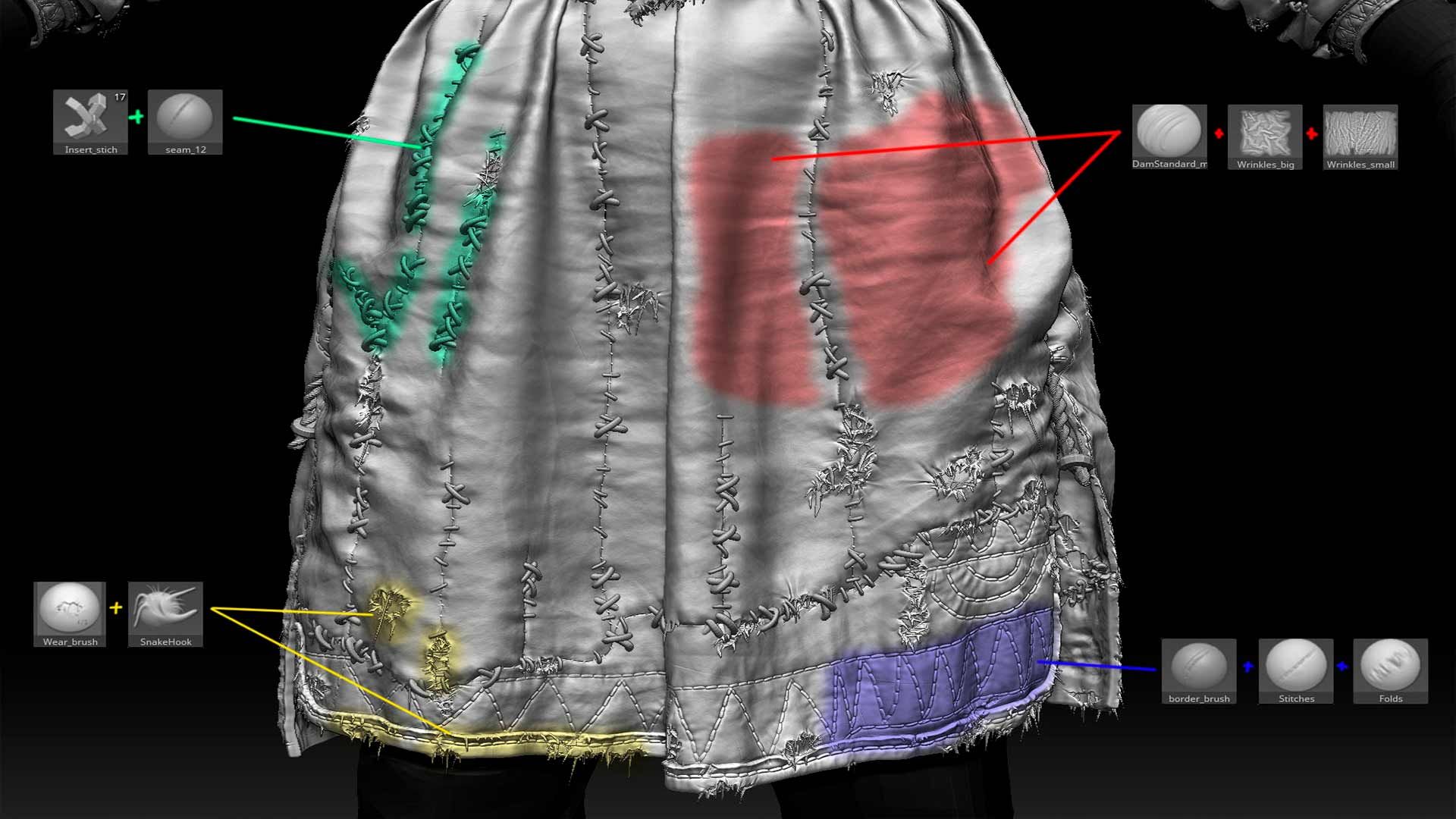 Используемые кисти, их настройки и результат